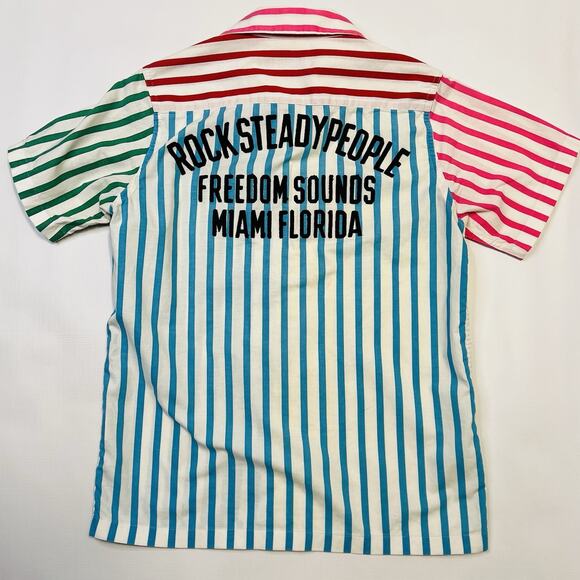 Wacko Maria Guilty Parties Multicolor Striped Shirt Sz Small Miami Fl Drunkards - Picture 1 of 9